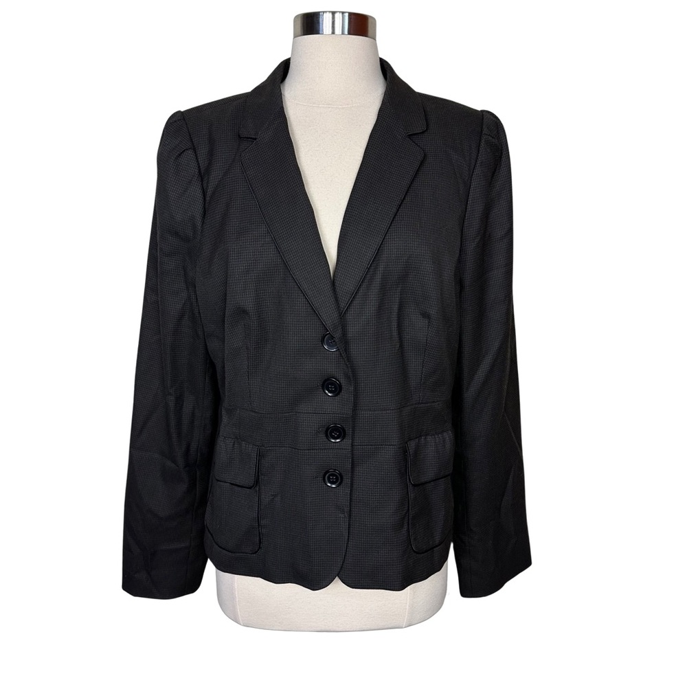 Halogen Houndstooth Black Brown Lined Career Offi… - image 1